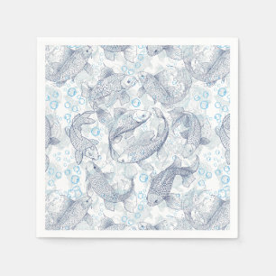 Serviette En Papier Calage Motif de poissons 02.Bleu foncé.b Non BG