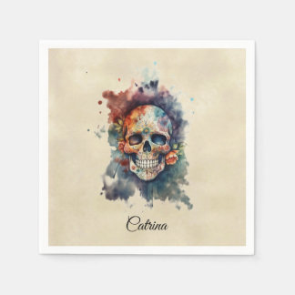 Serviette En Papier Calavera Hermosa personnalisée Crâne de la Fête de