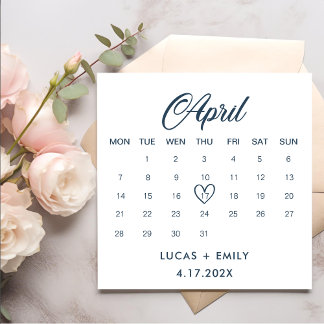 Serviette En Papier Calendrier avril Mariage bleu foncé