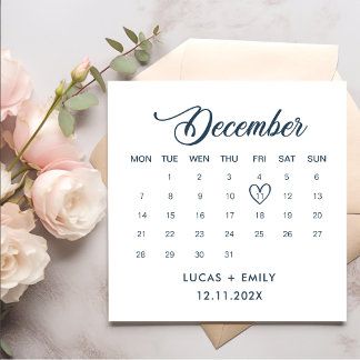 Serviette En Papier Calendrier de décembre Mariage bleu foncé