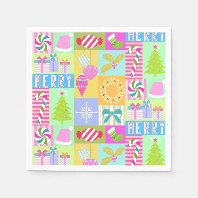 Serviette En Papier Calendrier de l'Avent de Noël  (Devant)