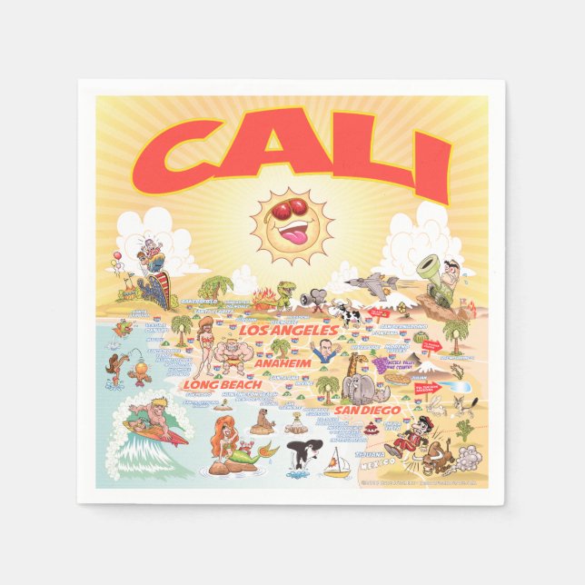 Serviette En Papier Cali Cartoon California Papier Napkin (Devant)