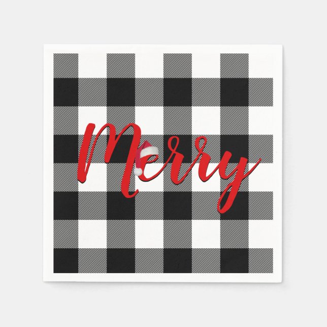 Serviette En Papier Calicot de Noël Merry Buffalo   (Devant)