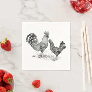 Serviette En Papier California Grey Rooster and Hen