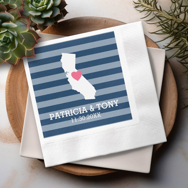 Serviette En Papier California Home State Love with Custom Heart (Custom Napkin)