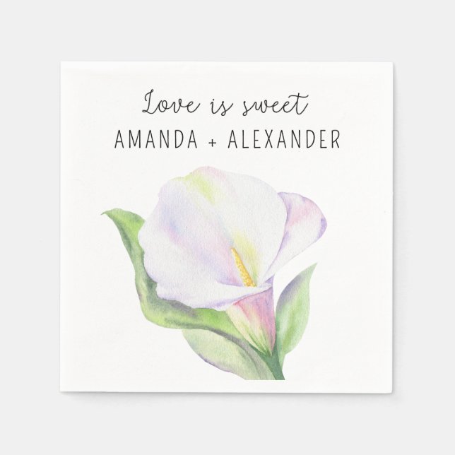 Serviette En Papier Calla blanc - bonbons pour la fête de mariage (Devant)