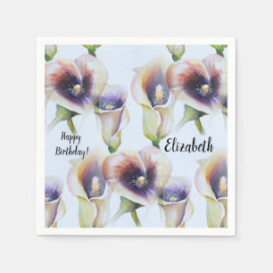 Serviette En Papier Calla Lilies à l'aquarelle dans des couleurs dégra