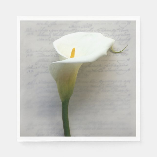 Serviette En Papier Calla lily sur écriture manuscrite (Devant)