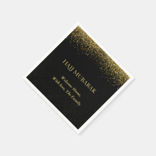 Serviette En Papier Calligraphie arabe dorée de luxe Hajj Mubarak 