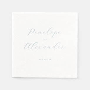 Serviette En Papier Calligraphie Bleu Ciel Élégant