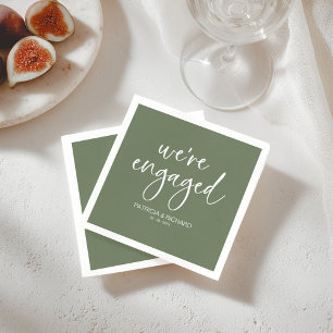Serviette En Papier Calligraphie Chic Nous sommes fiancés Fête de fian