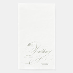 Serviette En Papier Calligraphie classique élégante Sage Mariage vert