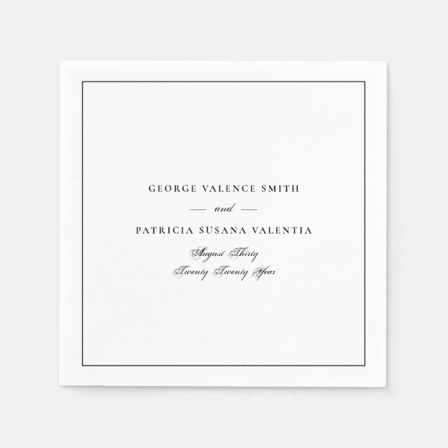Serviette En Papier Calligraphie Classique Mariage Cadre (Devant)