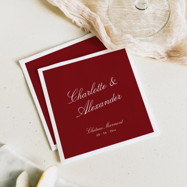Serviette En Papier Calligraphie Classique Vieille Fortune Rouge Foncé (Créateur téléchargé)