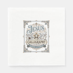 Serviette En Papier Calligraphie de Jésus Lettrage sacré Calligraphie