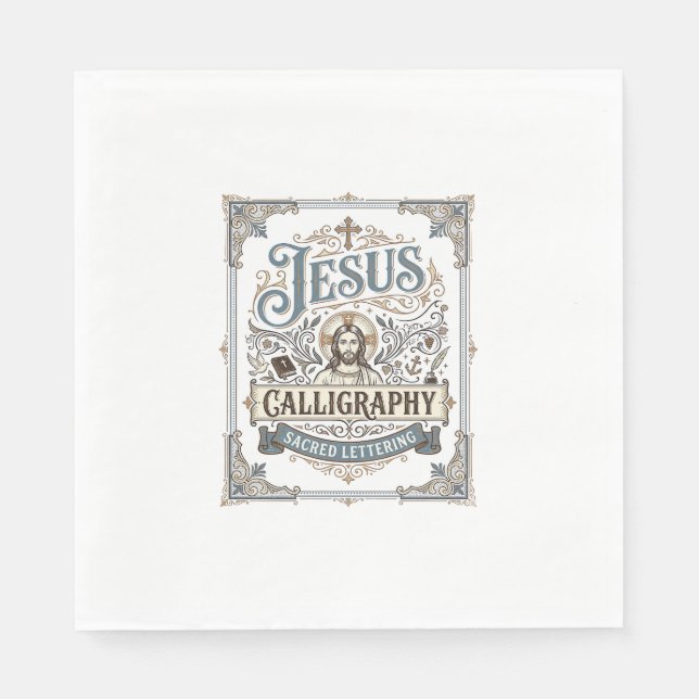 Serviette En Papier Calligraphie de Jésus Lettrage sacré Calligraphie  (Devant)