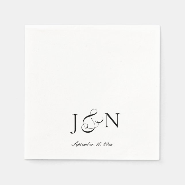 Serviette En Papier Calligraphie de mariage classique en écriture noir (Devant)