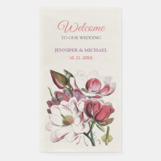 Serviette En Papier Calligraphie Elégant Floral Welcome Mariage