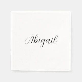 Serviette En Papier Calligraphie Elégant Noir Blanc Plaine Nom simple
