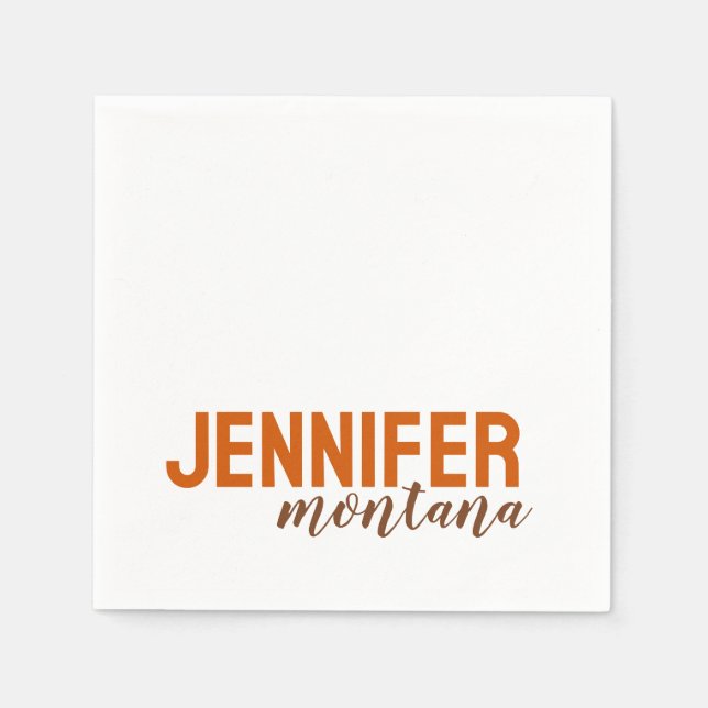 Serviette En Papier Calligraphie Elegant Plain Ajouter son propre nom (Devant)