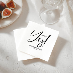 Serviette En Papier Calligraphie Élégante Elle a Dit Oui Fête de Fianç