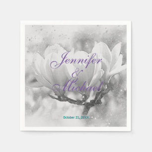 Serviette En Papier Calligraphie florale classique mariage
