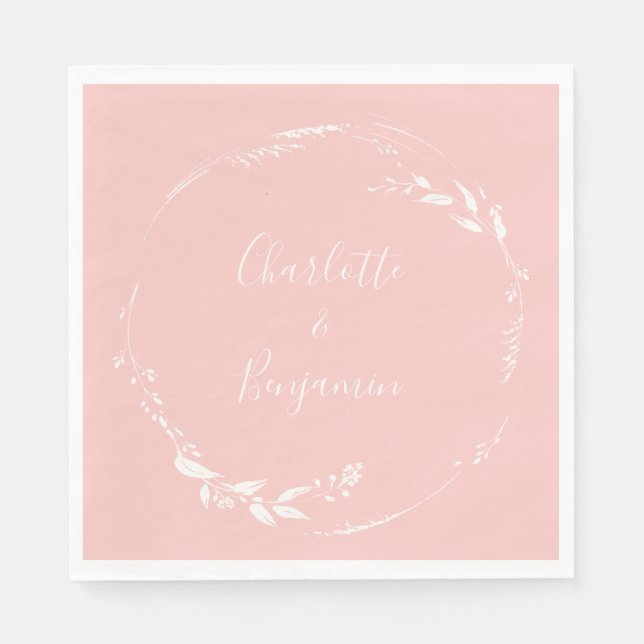 Serviette En Papier Calligraphie florale rose flou Personnalisée (Devant)