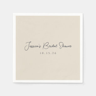 Serviette En Papier Calligraphie minimaliste Fête des mariées noir ivo