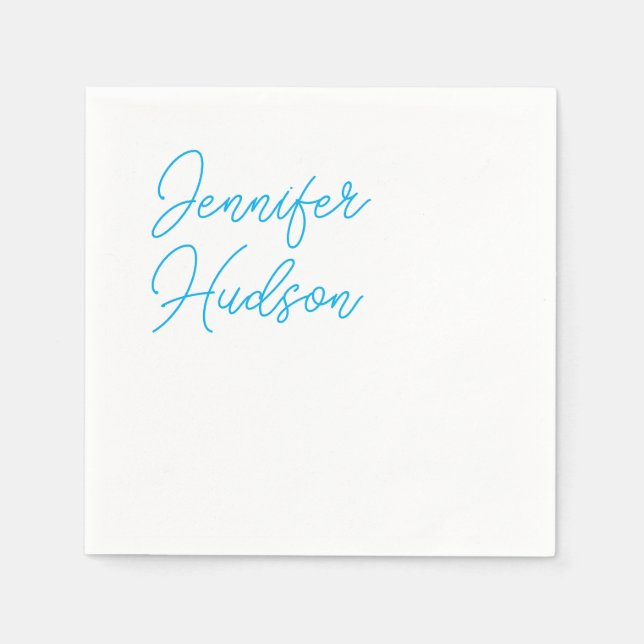 Serviette En Papier Calligraphie minimaliste professionnelle bleu azur (Devant)