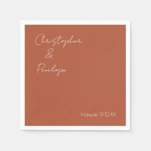 Serviette En Papier Calligraphie minimaliste Terra Cotta Mariage