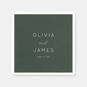 Serviette En Papier Calligraphie minimaliste verte élégante