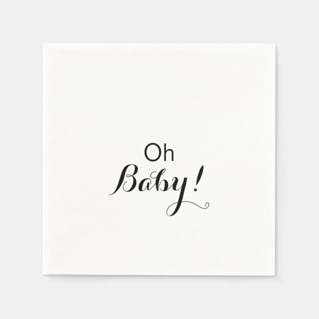 Serviette En Papier Calligraphie moderne Formel Oh Baby shower (Devant)