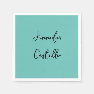 Serviette En Papier Calligraphie moderne minimaliste en bleu clair