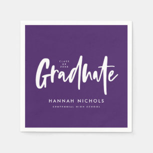 Serviette En Papier Calligraphie moderne Purple Graduation Party