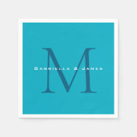 Calligraphie monogramme Azure Blue Modern Plain