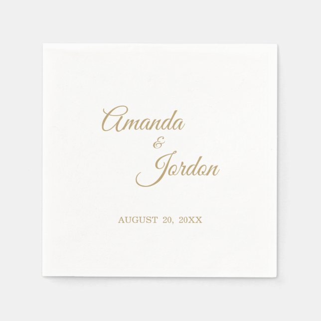 Serviette En Papier Calligraphie Or Simple Cocktail Napkin (Devant)