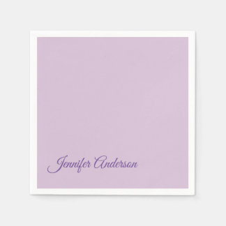 Serviette En Papier Calligraphie Pastel Thistle Rose Nom personnalisé