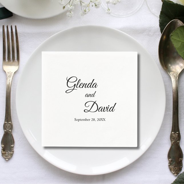 Serviette En Papier Calligraphie romantique Flourdir Mariage personnal (Créateur téléchargé)