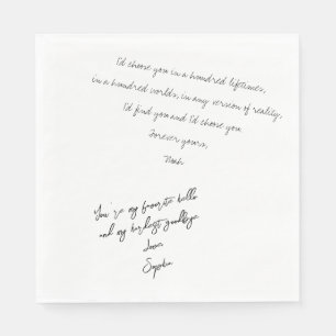 Serviette En Papier Calligraphie romantique manuscrite Note d'amour pe
