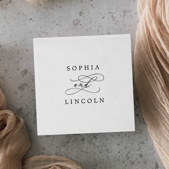 Serviette En Papier Calligraphie romantique | Mariage florissant Napki (Créateur téléchargé)