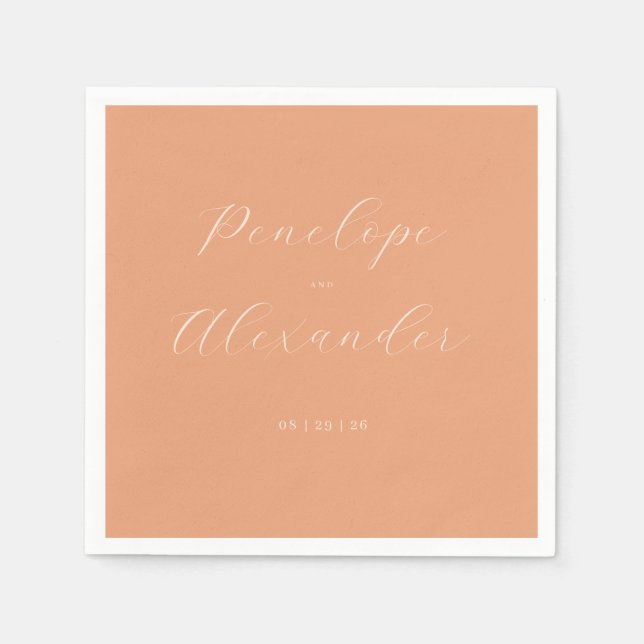 Serviette En Papier Calligraphie sophistiquée de pêche (Devant)