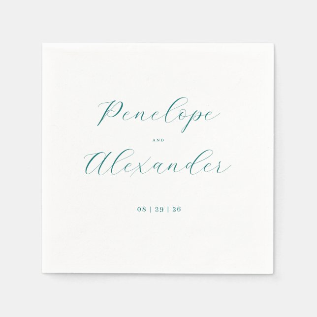 Serviette En Papier Calligraphie Télée Élégante (Devant)