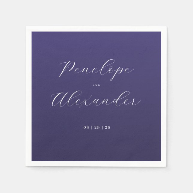Serviette En Papier Calligraphie Violet Élégante (Devant)