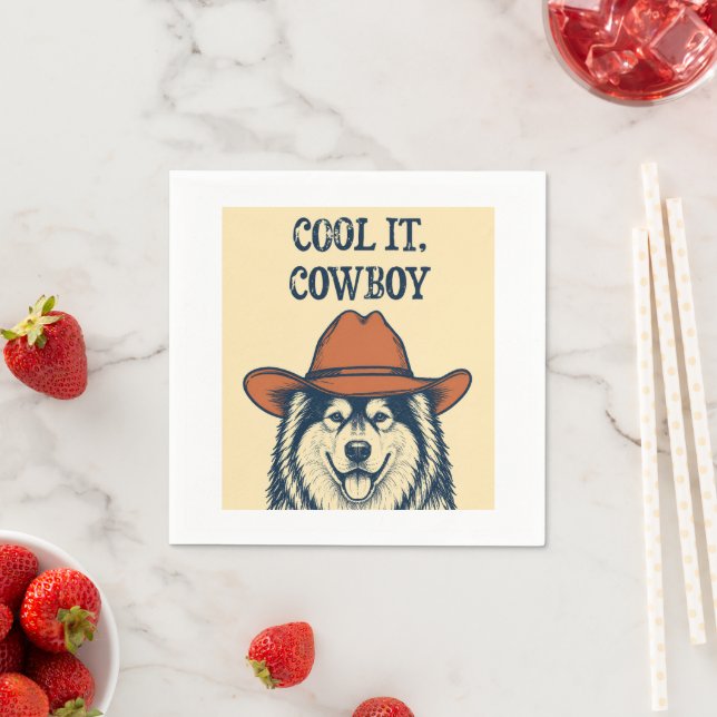 Serviette En Papier "Calmez-vous, Cowboy"  (En situation)
