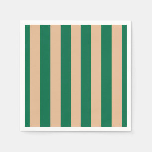 Serviette En Papier Camel Beige & Classic Green Stripe