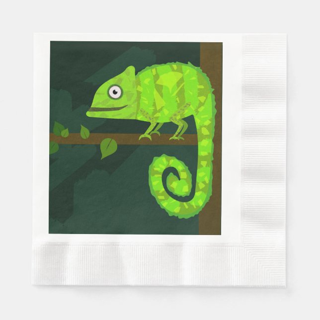 Serviette En Papier Caméléon vert mignon (Devant)