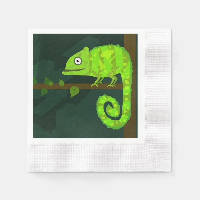 Serviette En Papier Caméléon vert mignon (Devant)