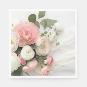 Serviette En Papier Camélias rose et blanc