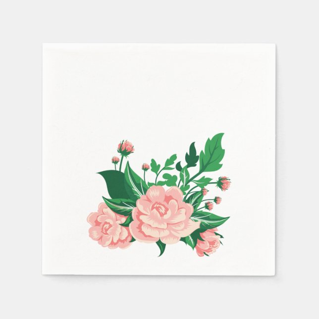 Serviette En Papier Camélias roses (Devant)