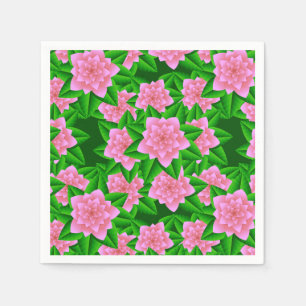 Serviette En Papier Camellias rose glace et Feuilles verts